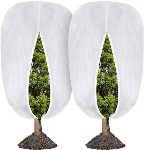 2 Packs 1.6x1.8M Large Plant Freeze Protection Cover Bags - Winter Plant Covers - Garden Frost Blankets with Zipper Drawstring Protecting Fruit Tree Potted Plants from Freezing Animals Eating