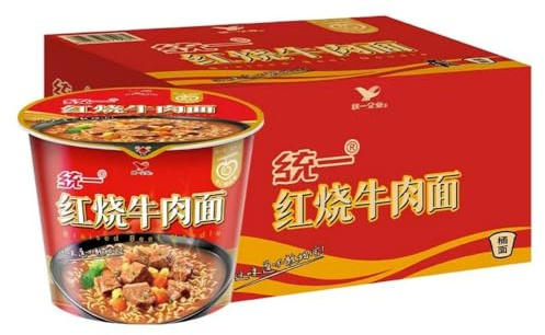Infinitely Home Decor Center Chinese Instant Cup Noodle, 12 Cups Set, Tongyi Ramen Noodle In Soup(红烧牛肉)