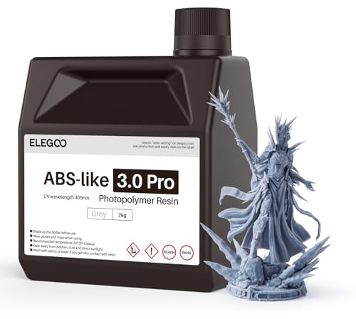 ELEGOO ABS-Like 3.0 Pro Resin Grau 2000g, Aufgerüstetes 3D-Drucker Harz für höhere Hitze- und Kratzfestigkeit, Kompatibel mit den meisten MSLA/LCD/DLP-Lichtaushärtungs-3D-Druckern