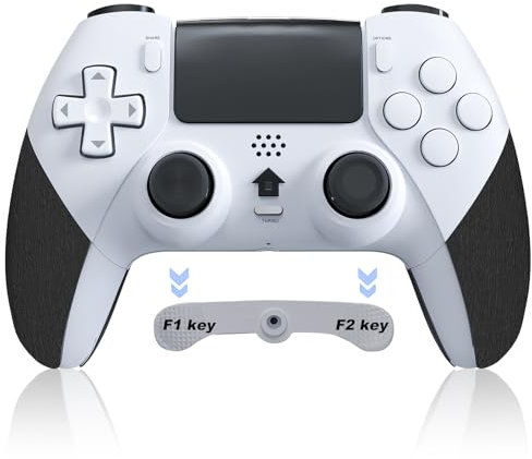 Shiptree Wireless Controller per PS-4, Joystick Gamepad Compatibile con PS-4/Pro/Slim, con Turbo/Macro Programming/Touch Pad/Somatosensoriale a 6 Assi-Bianco
