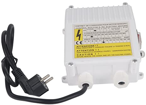 ABS-Pumpensteuerkasten, Robuste Steuerung für Tiefbrunnen-Tauchpumpen Im Haushalt mit Integriertem Wärmeschutzschalter (750W EU-Stecker 220 V)