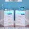 yoofun LED white Nightstand Set of 2 Glass Top, Bedside Table with Wireless Charging Station, High Gloss Smart Sofa Side End Table with 3 Drawers for Living Room Bedroom
