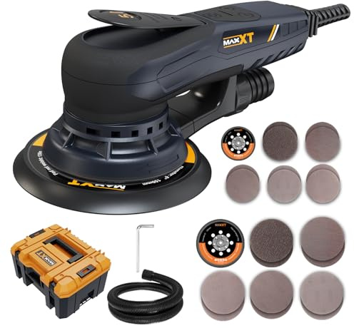 MAXXT Electric 5mm Random Orbital Sander with Tool Case, Variable Speed Palm Sander with Brushless Motor, 5&6Inch Sanding Pads, Sanders for Woodworking, Primary Wood and Panel Processing