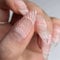 24Pcs Press on Nails Medium Almond - 24pcs 3D Three-Dimensional Shell Ripple Pink Stick On Nails - Press on Nails with Nail Glue - Oval Stick on Nails for Women - Nails Fake Nail for Nails Art