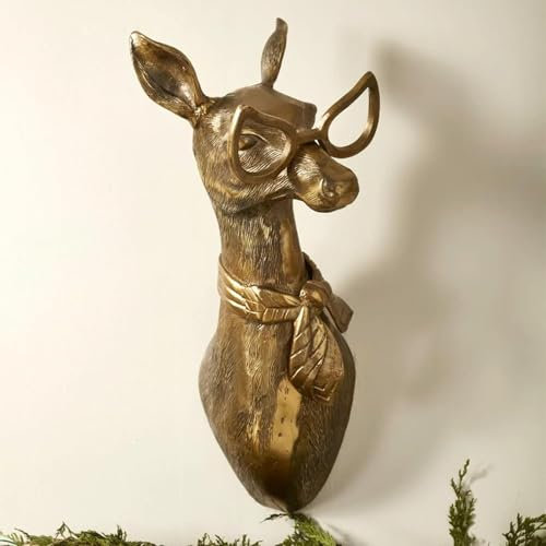 3D Kopf Wandhalterung Ornament, Tierköpfe für Wand Kunst hängende Skulpturen, kleine Metallwand Harz Kunst Wanddekor Ornament wasserdicht bronziert Harz Dekorationen für Zuhause (Sheep head)