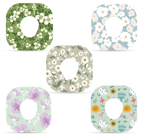 25 Stück Klebepflaster für Dexcom G7, Frühling Blumendruck Überpflaster CGM-Sensorabdeckungen Wasserdicht Atmungsaktiv Sensorpflaster Aufkleber Kompatibel mit Dexcom G7 (5 Stile)