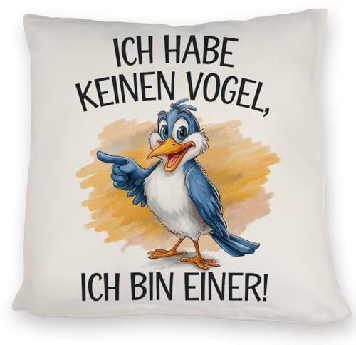 Cartoon Vogel Ich Bin EIN Vogel Kissen Lustiges ZierKissen für spielerische Dekoration