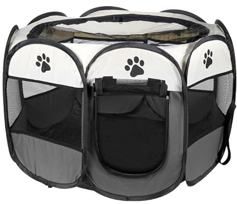 Hund/Katzen Laufstall 91x91x58 cm - grau