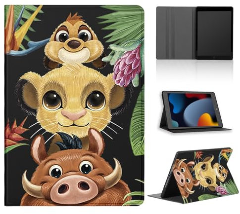 nurkorki Cartoon Funda Tablet para Huawei Mediapad T3 10 9,6 AGS-W09/AGS-L09,Suave TPU Negro Silicona Cute Anime Lion León Patrón Diseño Cárcasa mit Stand Función Protectora Cover,Kawaii