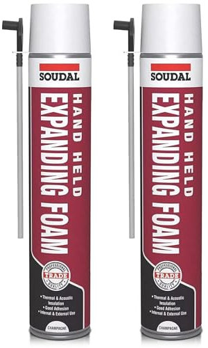 Soudal Expanding Foam Gap Filler 2 Pack 500ML Champagne Gap Filler Expanding Foam Handheld Spray Filler with Nozzle