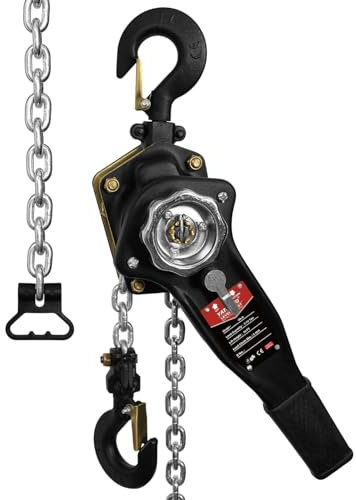 Palan à chaîne à Levier, 3/4 Tonne, capacité de 1 650 LB, treuil de 10 pi (Noir), chaîne G80 et Frein à Double cliquet, pour Levage et Garage