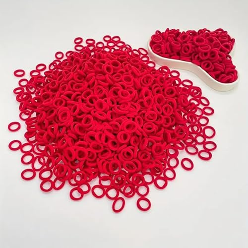 Lavema Haargummis für Mädchen, Damen und Kinder – elastisch, bunte Farben, verschiedene Packgrößen mit Aufbewahrungstasche (Rot, 50 Stück (klein))