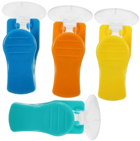 Ipetboom Lot De 4 Pinces à Ventouse Multifonctionnelles Couleur, Plastique Solide, Fixation Réutilisable, Support à Ventouse Pour Serviettes Cuisine Et Salle De Bain, Pour Rangement Domestique