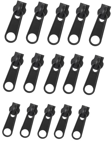 AkNebriax 15 pezzi di ricambio per cursori di cerniere, fissatori rimovibili per cursori di cerniere, kit di riparazione per cerniere universali, abbigliamento e valigie (nero)