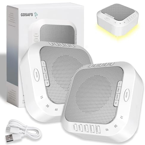 Ora Sound Machine Solfeggio Frequencies, Solfeggio Frequencies Sound Machine with 28 Soothing Sounds & 3 Timer Modes, White Noise Sound Machine for Sleeping Relaxation (2PCS)