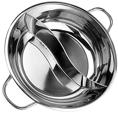 Pentole calde in acciaio inox per uso alimentare con divisore per piano cottura a induzione, fornelli a doppia faccia, pentole e padelle set di pentole e padelle antiaderenti lavabili in lavastoviglie