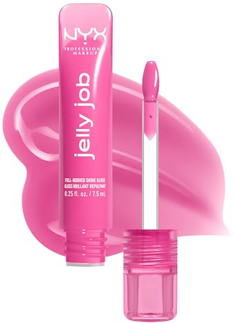 NYX Professional Makeup Lip Gloss, Plumping Peptide Formula, Jelly Icing | High-Shine Plumping Lip Gloss with Peptide Complex & Cherry Oil for Glassy, Non-Sticky Volume