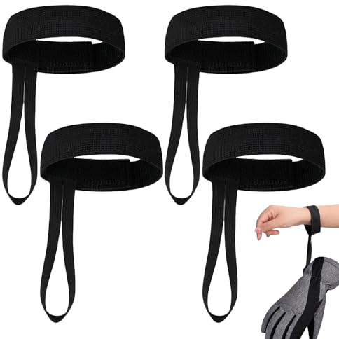 Menottes pour Gants De Ski – Ensemble De 4 Sangles pour Gants De Snowboard | Porte-Gants avec Dragonne en Nylon Élastique, Accessoire D'extérieur Léger Et Pratique pour l'escalade, La Randonnée Et Le