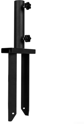 Flaggenspieß mit verstellbarer Bohrung für 1,3 cm Fahnenmasten, robuster Metallpfahl für Flaggen, Schilder und Outdoor-Dekorationen, schwarzes Finish