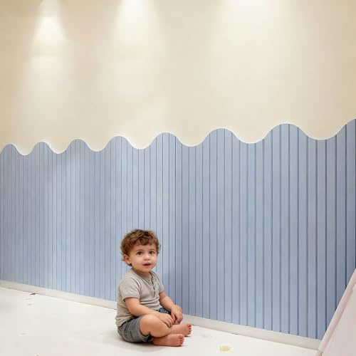 3D Self-Adhesive Wall Panels, Felt Wall Panels Anti-Collision Wall Cushions Padded with Foam, Wall Cushions for Wall Decoration in School, Home and Office,blue,60x 240 cm