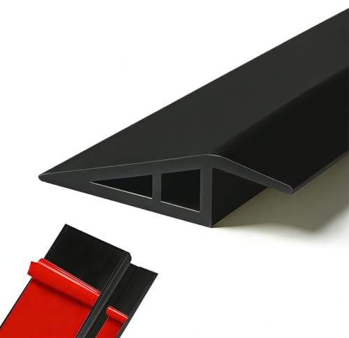 Rusoz Übergangsprofil Selbstklebend Türschwellen Leiste, PVC Übergangsleiste Höhenausgleich 5-10mm zum Verbinden von Bodenfugen und Teppichschwellenübergang, Bodenfliesen (Schwarz, 1m)