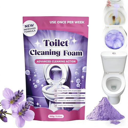 fizzclean Nettoyant pour Toilettes en Poudre Moussante, Mousse Nettoyante WC Sans Contact, Nettoyage Sans Effort, Action Rapide contre Taches et Saletés, Nettoyant Cuvette WC Puissant (1pcs)