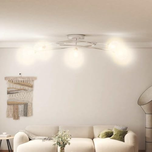 Genérico Lámpara de Techo con Pantallas de Alambre 5 Bombillas LED G9, Apliques de Techo Transparente,337909