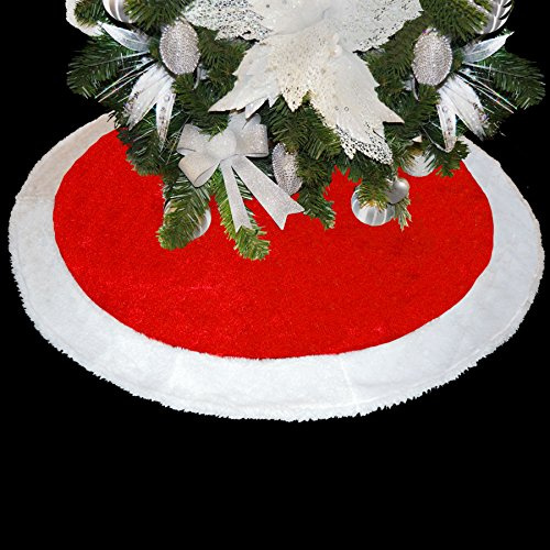 Theme Machine Deluxe Red Velour 100cm Tree Skirt with White Trim