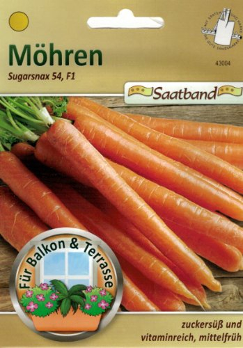 Möhren Sugarsnax 54 F1 Saatband für Balkon & Terrasse zuckersüß vitamninreich mittelfrüh 43004 Möhre