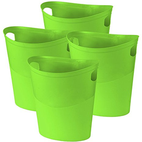 Simpa® 10L 10 Litre Plastic Flexi Storage Bin Home Kitchen Garden Bedroom Toy Camping Portable Storage Container - Made in The UK - Lime Green - Set of 4