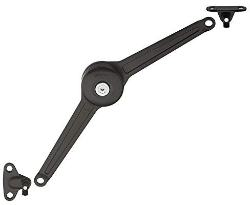 Gedotec DUO FORTE Premium Ferrure à clapet pour armoire de cuisine | Acier noir revêtement | Charnière rabattable pour hauteur de rabat de 200 à 700 mm | 1 pièce