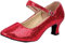 Deloito Damen Mid-High Heels modern Glitzer-Pailletten Tanzschuhe Ballsaal PU weicher Boden Latein Tango Flach Tanzen Schuhe (Rot,39 EU)