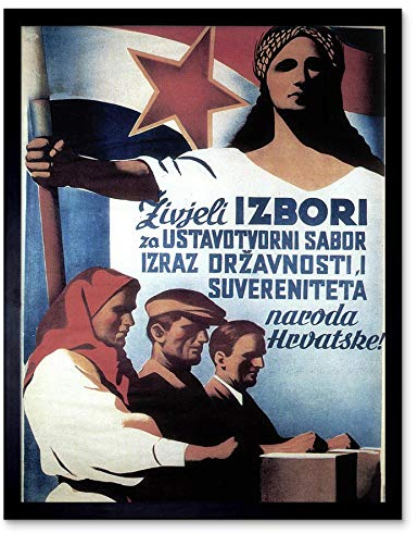 Wee Blue Coo Propaganda Political Tito Yugoslavia Election Red Star Communism Art Print Framed Poster Wall Decor Kunstdruck Poster Wand-Dekor-12X16 Zoll