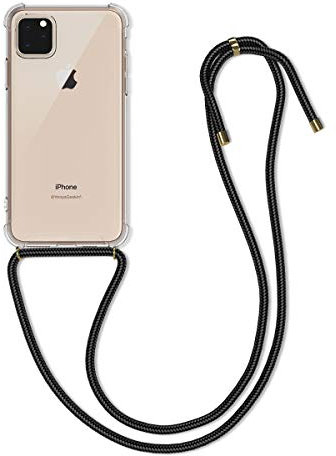 kwmobile Necklace Case kompatibel mit Apple iPhone 11 Pro Max Hülle - Silikon Cover mit Handykette - Band Handyhülle Transparent Schwarz