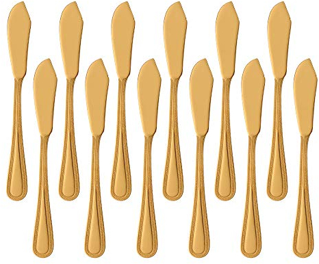Buyer Star Coltello da Pesce, Set di coltelli affilati in Acciaio Inossidabile Dorato per Pesce, Kit di Utensili lucidato a Specchio (Confezione da 12)