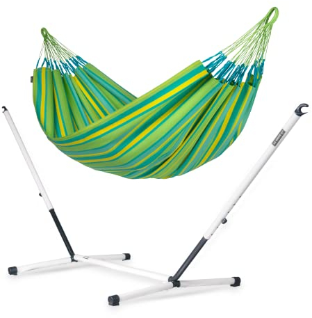 LA SIESTA® - Brisa - Kingsize + Stahl-Gestell Hängematte, handgefertigt in Kolumbien, mit 180 cm Breite für entspannte Momente drinnen und draußen. (Lime)