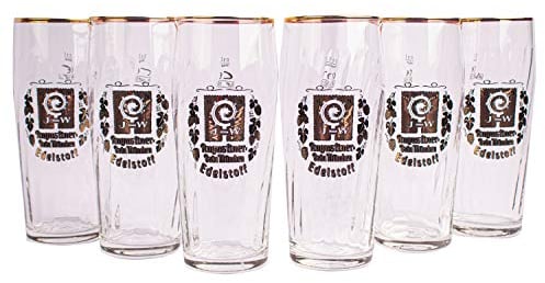 Augustiner Bräu München 6er Set Edelstoff Diamantbecher Bierglas 0,5 Liter