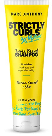 Marc Anthony Curly Hair Shampoo, Strictly Curls - 3x Moisture For Curl Defining & Curl Enhancing - Shea Butter, Marula Oil, Aloe Vera & Coconut Cream - Sulfate Free & Color Safe For Dry Damaged Hair