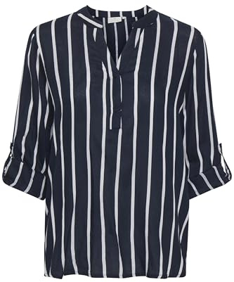 KAFFE Damen Bluse Langarm KAstridy Damen Bluse Langarm Hemdbluse Streifen V Ausschnitt Shirt Lange Ärmel