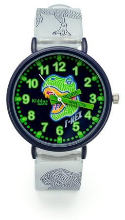 KIDDUS Lern Armbanduhr für Kinder, Jungen und Mädchen. Analoge Armbanduhr mit Zeitlernübungen, japanischen Quarzwerk, gut lesbar, um ganz leicht zu lernen, die Uhr zu lesen.
