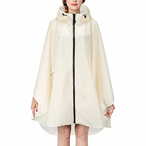 Ynport Crefreak Outdoor Leichter Regenmantel Damen Wasserdichte Regenjacke Herren Reißverschluss Kapuzen Regenbekleidung Leichter Mode Poncho, Beige
