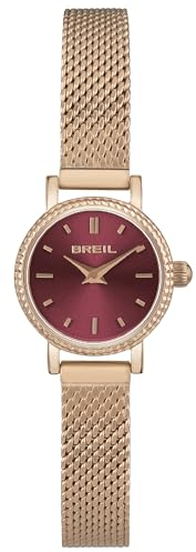 Breil Uhr Damen Darling Ziffernblatt Ruby Bewegung NUR Zeit Quartz e MESH Farbiger Stahl PINK Gold TW1936