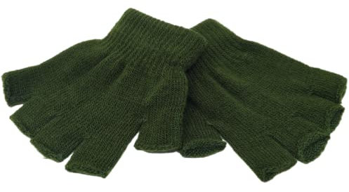 WS UK 1 Pair of Adults Unisex Fingerless Gloves [Dark Green]