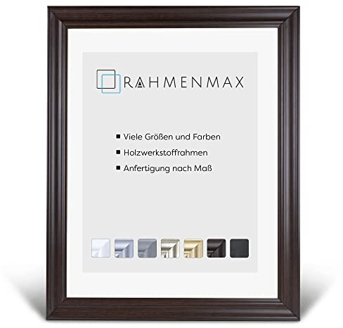 RahmenMax® Neapel Vintage Bilderrahmen 60x90 cm zum Aufhängen/Bilderrahmen Maßanfertigung möglich/Posterrahmen/Bilder Rahmen in Eiche dunkel Dekor mit 1mm Antireflex Acrylglas/Puzzle Rahmen