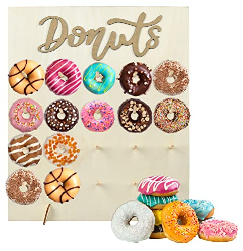FOCCTS Donut Ständer Donut Wand Holz Donut-Wandhalterung Donut Halter, Kann für Hochzeiten Geburtstage, Partys, Jubiläen, Restaurants Konditoreien verwendet Werden Dekoration(Donuts Nicht enthalten)