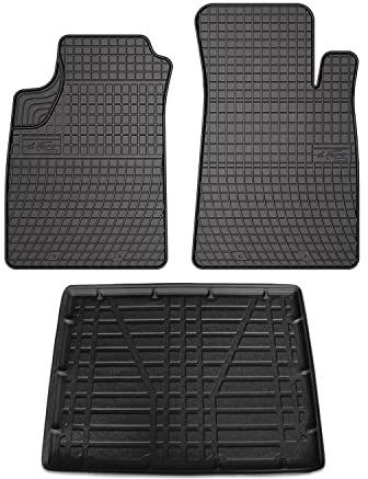 Fußmatten Kofferraumwanne Set kompatibel mit Renault Kangoo 2016-2021 Schwarz Gummi