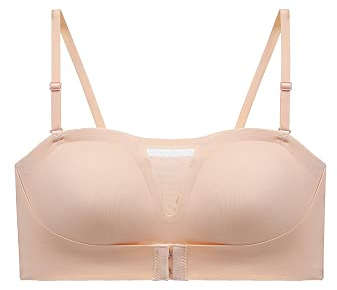 Damen Trägerloser BH mit vorderer Schnalle Ohne Bügel Nahtlos Bandeau BHS Push Up RüCkenfrei BH Unterwäsche mit Abnehmbare Träger
