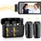 Dual Wireless Lavalier Microphone for iPhone iPad，2pcs Lapel Mic with Charging Case,Plug-Play Microphone for Video Recording/Vlog Interview Recording/Living Streaming Broadcasting/TikTok Mini MIC