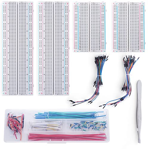 Breadboard Jumper Wires Kit 2PCS 830 & 2PCS 400 tie-Points 130 Pcs Flexible Breadboard Jumper Wires 280pcs 2-125 mm U-Shape JumperWires +1Pcs Tweezer