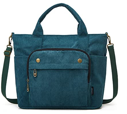 Cord-Tragetasche für Damen und Mädchen, lässige Schulterhandtaschen, Crossbody-Tasche mit Reißverschluss und Außentasche, Y-grün